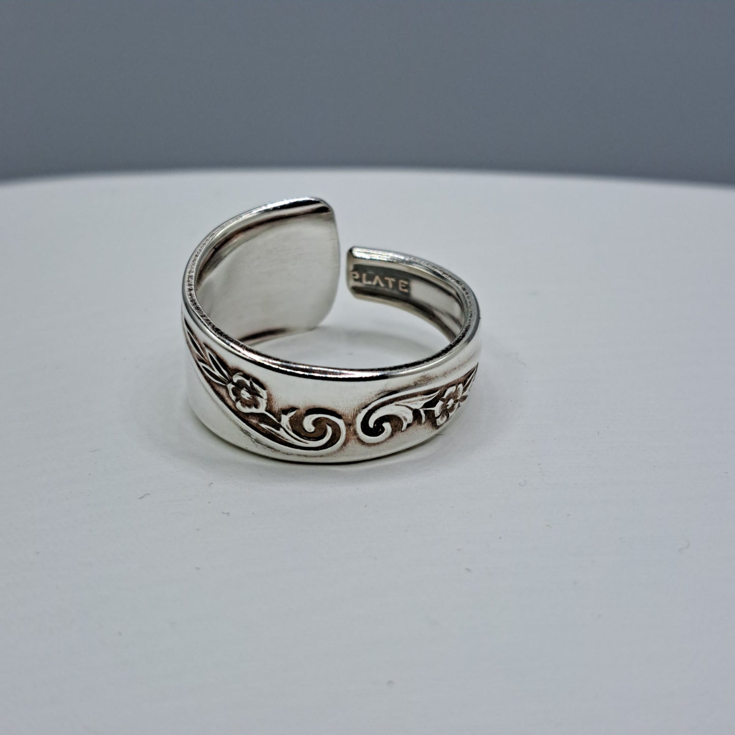 Handmade vintage spoon ring made from Revelation II 1953 silverplate pattern size 12.5