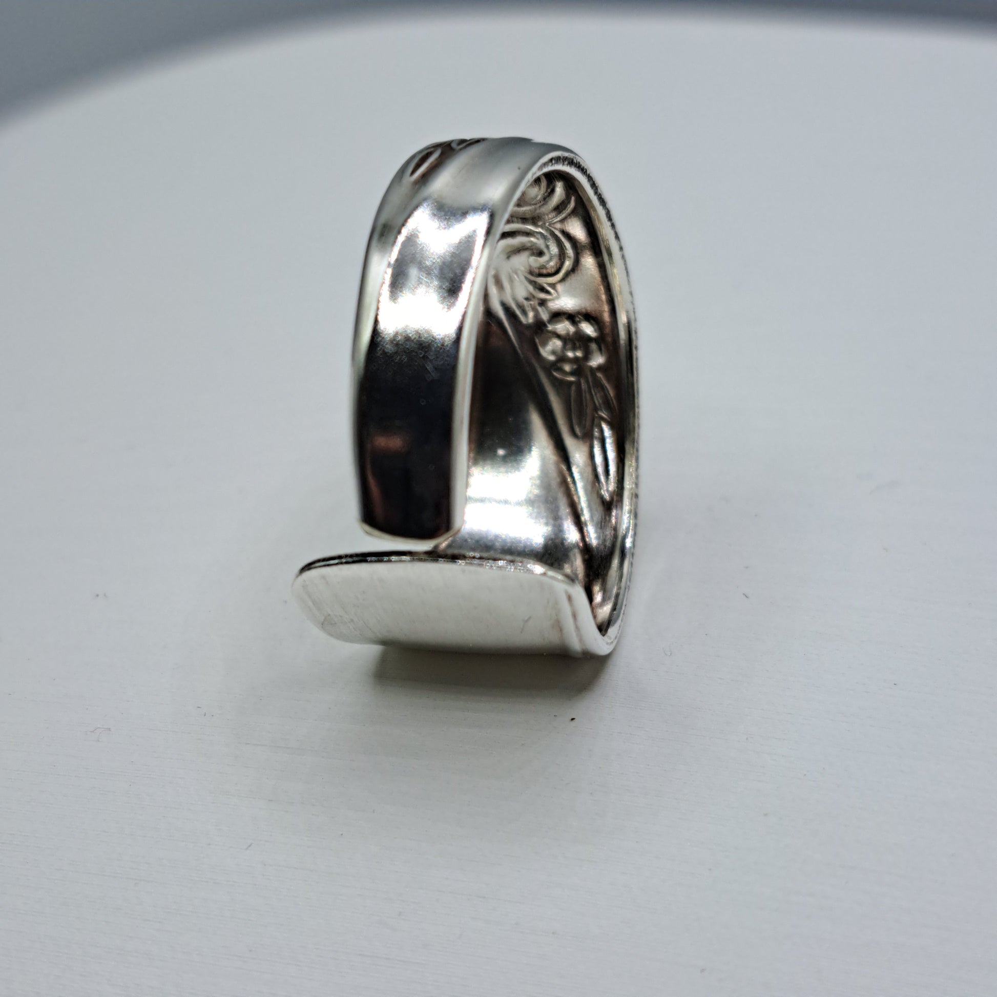Handmade vintage spoon ring made from Revelation II 1953 silverplate pattern size 12.5