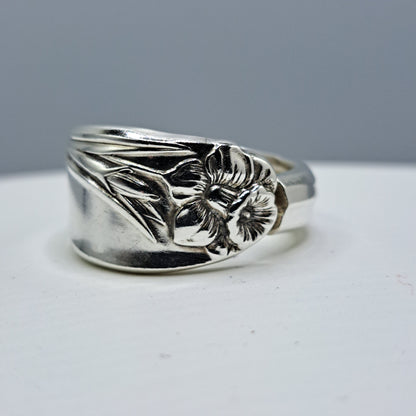 Daffodil 1950, Size 12.25, Vintage Silverware Ring, Spoon Ring