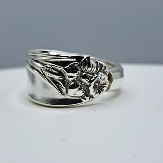 Daffodil 1950, Size 12.25, Vintage Silverware Ring, Spoon Ring