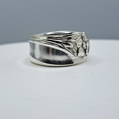 Daffodil 1950, Size 12.25, Vintage Silverware Ring, Spoon Ring