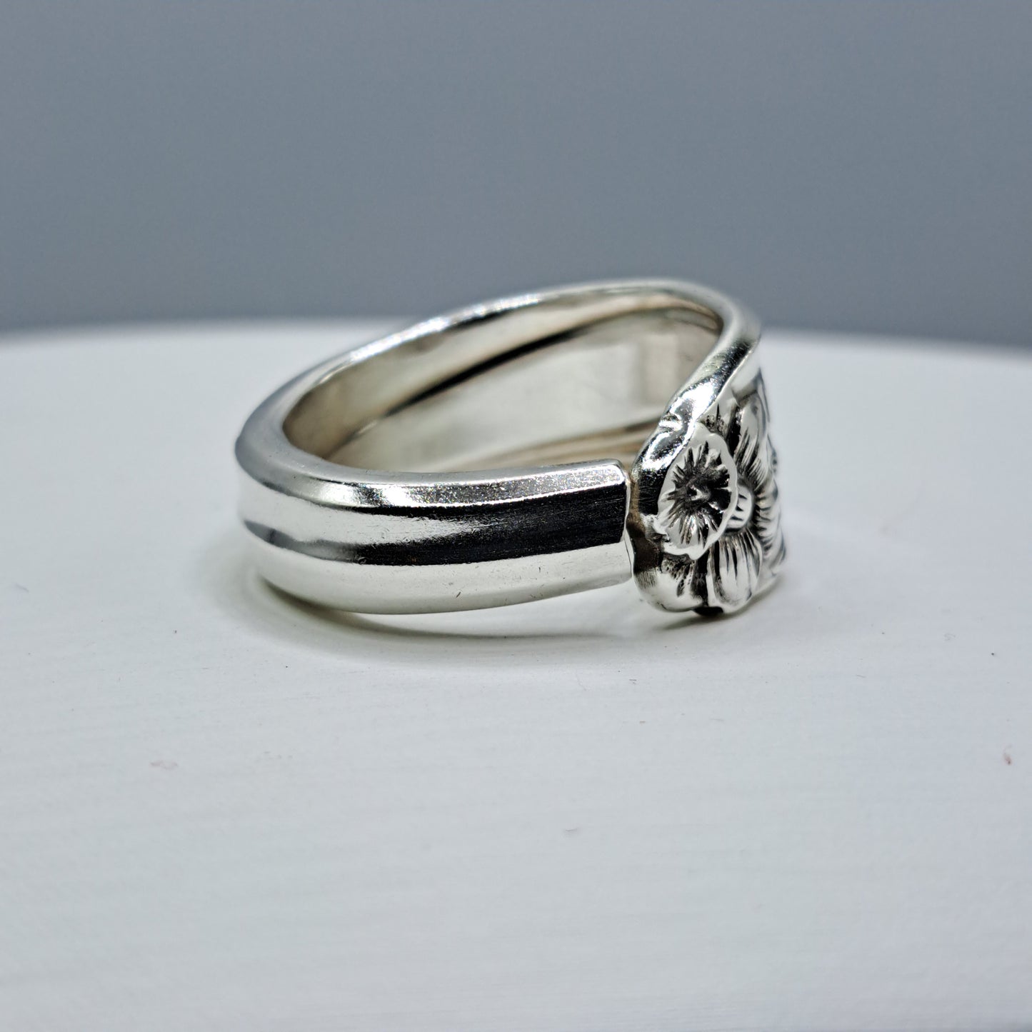 Daffodil 1950, Size 12.25, Vintage Silverware Ring, Spoon Ring