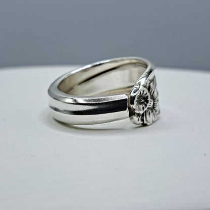 Daffodil 1950, Size 12.25, Vintage Silverware Ring, Spoon Ring