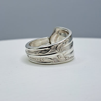 Handmade vintage spoon ring made from Lenox 1933 silverplate pattern size 9.75