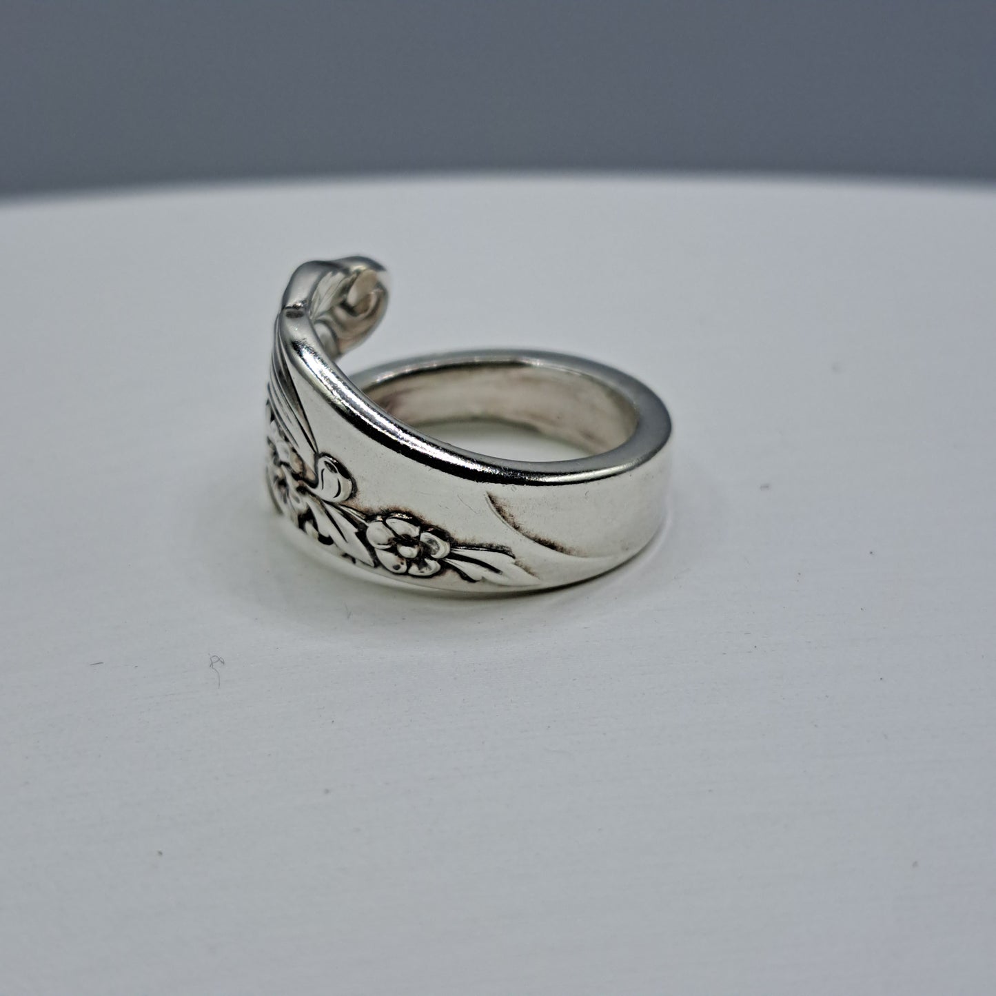 Evening Star 1950, Size 6.75, HARD TO FIND Vintage Silverware Ring, Spiral Spoon Ring