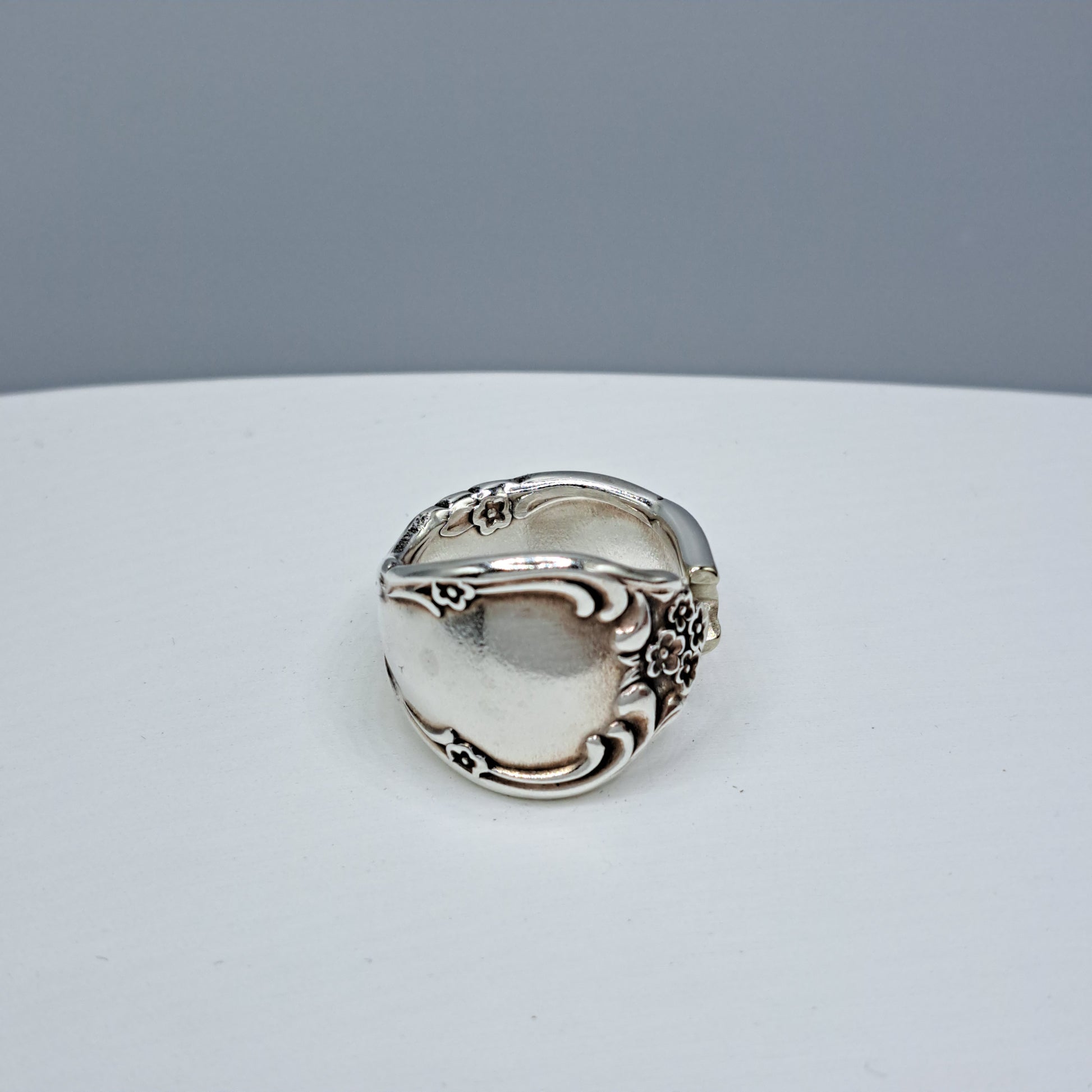 Handmade vintage spoon ring made from Affection 1960 silverplate pattern size 9.5
