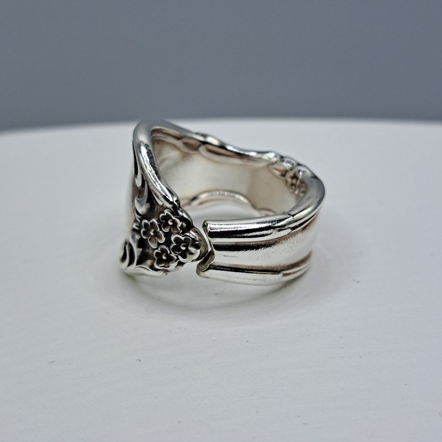 Handmade vintage spoon ring made from Affection 1960 silverplate pattern size 9.5