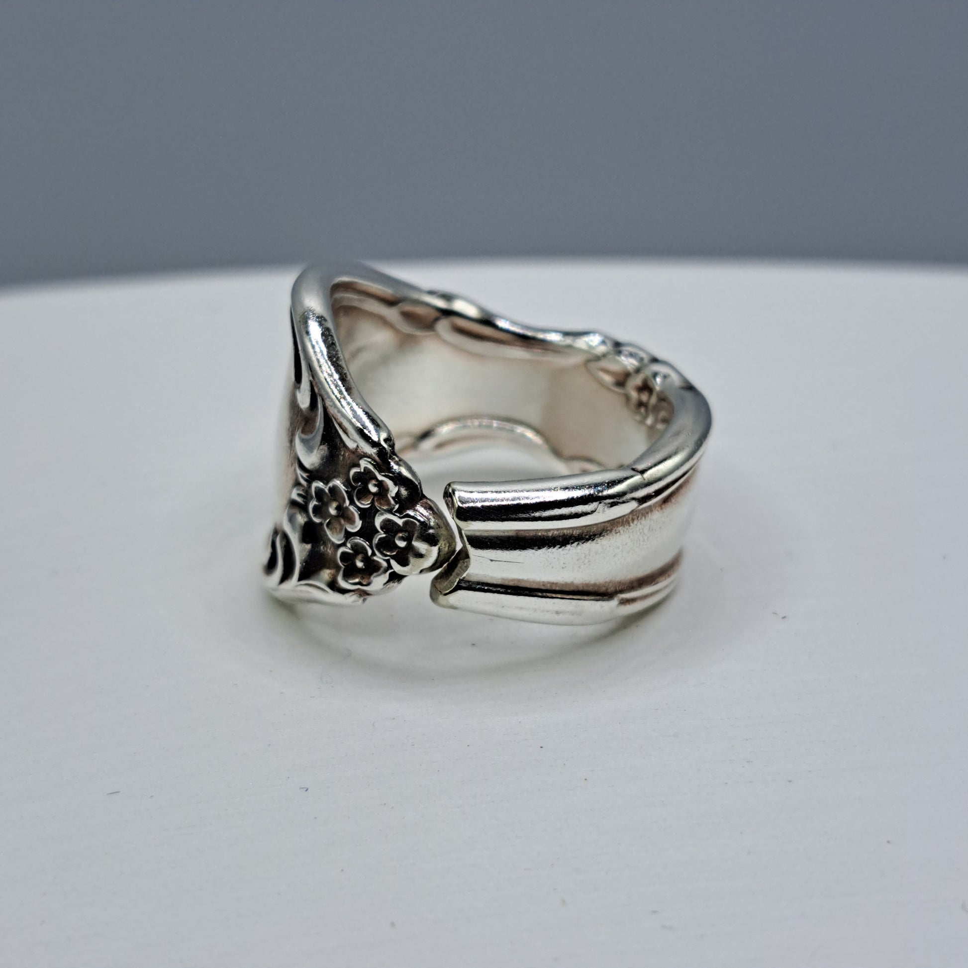 Handmade vintage spoon ring made from Affection 1960 silverplate pattern size 9.5
