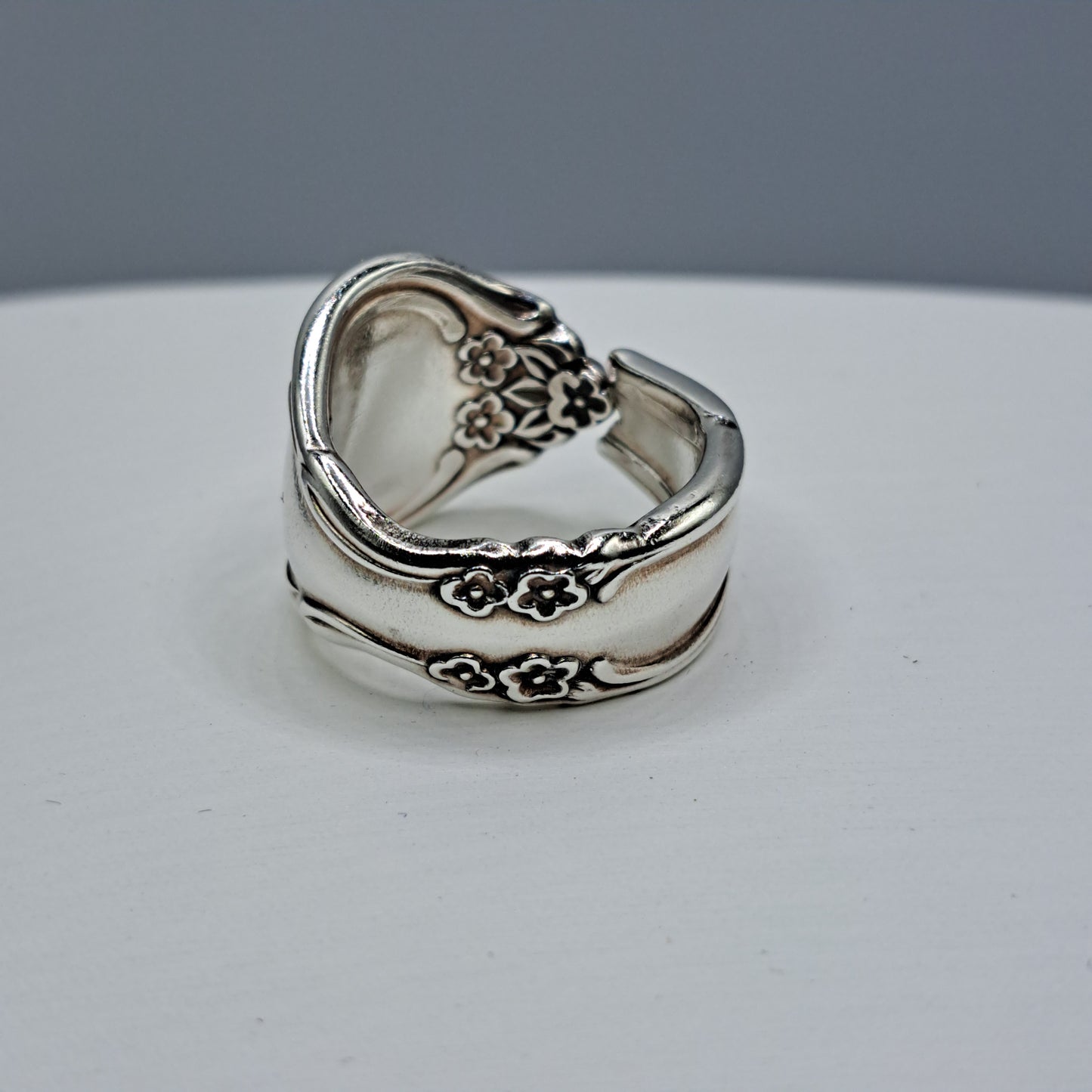 Handmade vintage spoon ring made from Affection 1960 silverplate pattern size 9.5