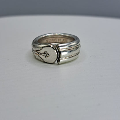 Handmade vintage spoon ring made from June-Nursery 1932 silverplate pattern size 4