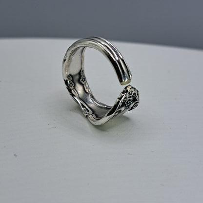 Handmade vintage spoon ring made from Affection 1960 silverplate pattern size 8