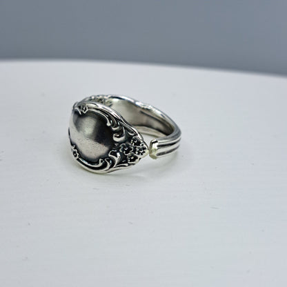 Handmade vintage spoon ring made from Affection 1960 silverplate pattern size 8