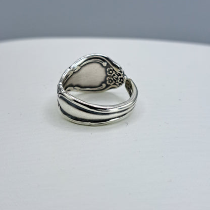 Handmade vintage spoon ring made from Affection 1960 silverplate pattern size 8