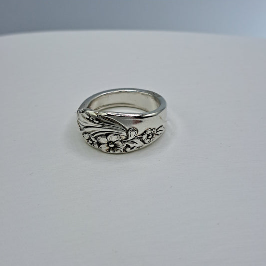Evening Star 1950, Size 8.25, HARD TO FIND Vintage Silverware Ring, Spoon Ring