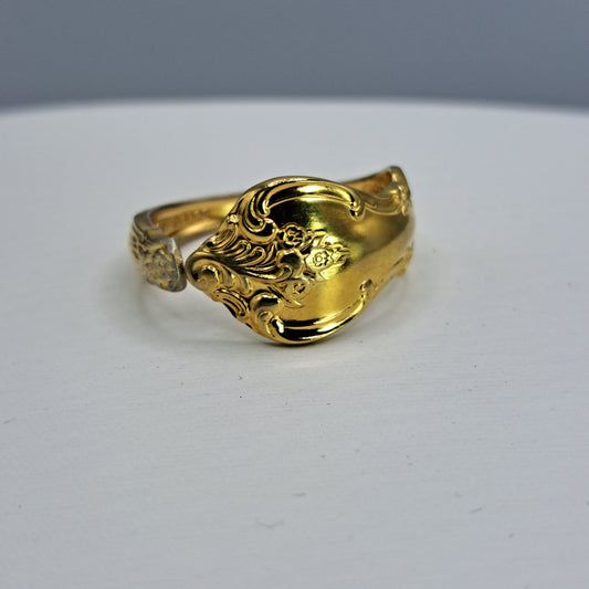 Golden Orleans 1964, Size 12.75, Vintage Silverware Ring, Spoon Ring