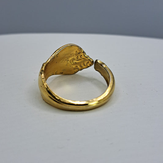 Golden Orleans 1964, Size 12.75, Vintage Silverware Ring, Spoon Ring
