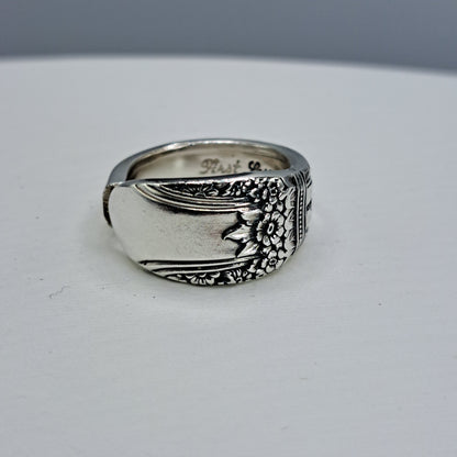 First Love 1937, Size 8.5, Vintage Silverware Ring, Spoon Ring