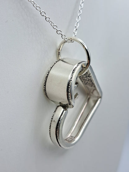 Adoration 1930, Floating Heart Pendant, Vintage Silverware Necklace, Anchor charm