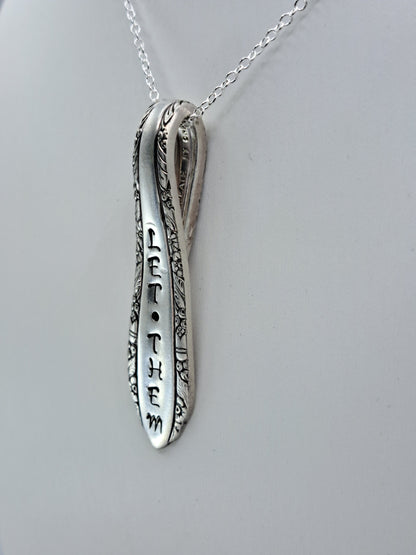 Madelon 1935, "Let Them" Pendant, Vintage Silverware Necklace
