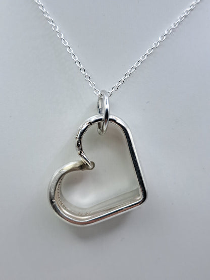 Handmade vintage silverware heart necklace made from Leilani 1961 silverplate pattern
