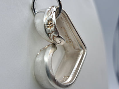 Handmade vintage silverware heart necklace made from Leilani 1961 silverplate pattern