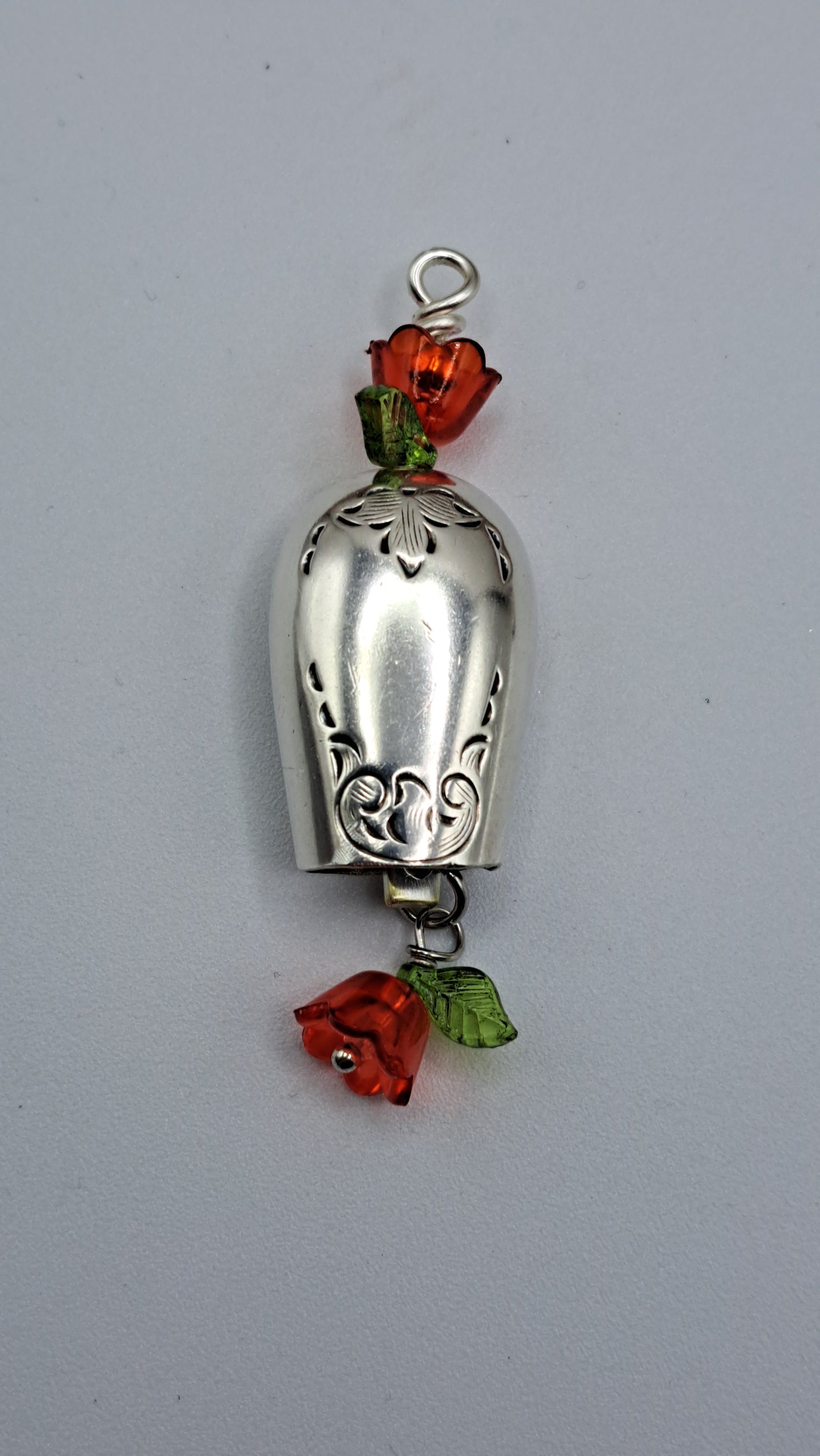 Queen Mary 1940, Bell Pendant, Vintage Silverware Necklace