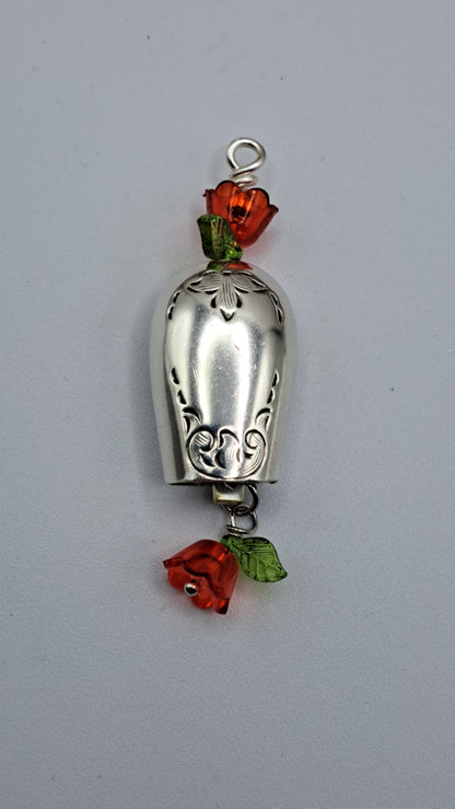 Queen Mary 1940, Bell Pendant, Vintage Silverware Necklace