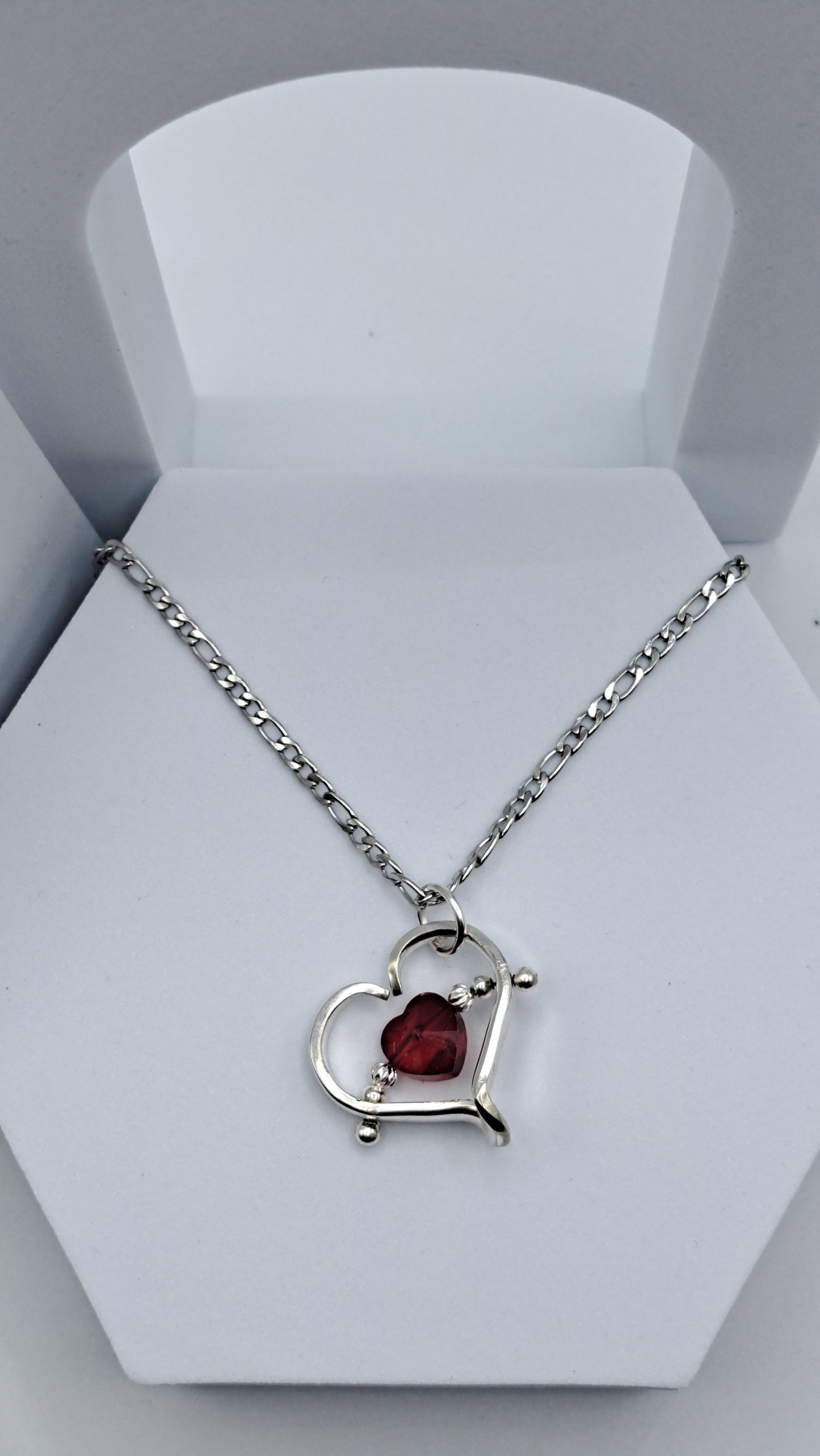 Heart Necklace, Accent Heart Crystal, Fork Tines, Vintage Silverware