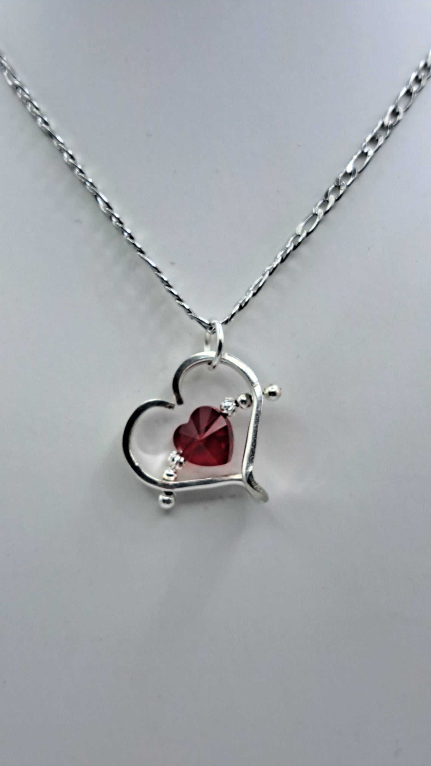 Heart Necklace, Accent Heart Crystal, Fork Tines, Vintage Silverware