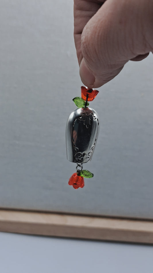 Queen Mary 1940, Bell Pendant, Vintage Silverware Necklace