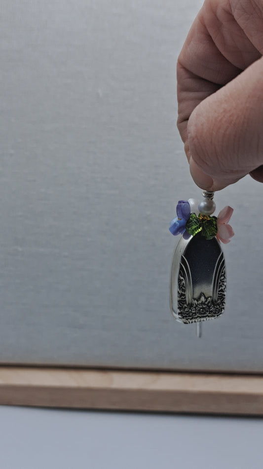 First Love 1937, Bell Pendant, Vintage Silverware Necklace