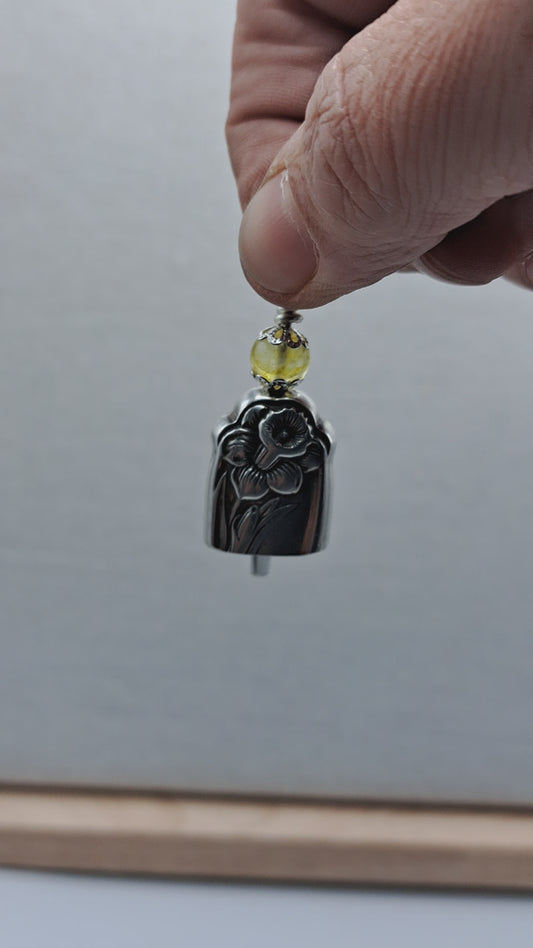 Daffodil 1950, Bell Pendant, Vintage Silverware Necklace