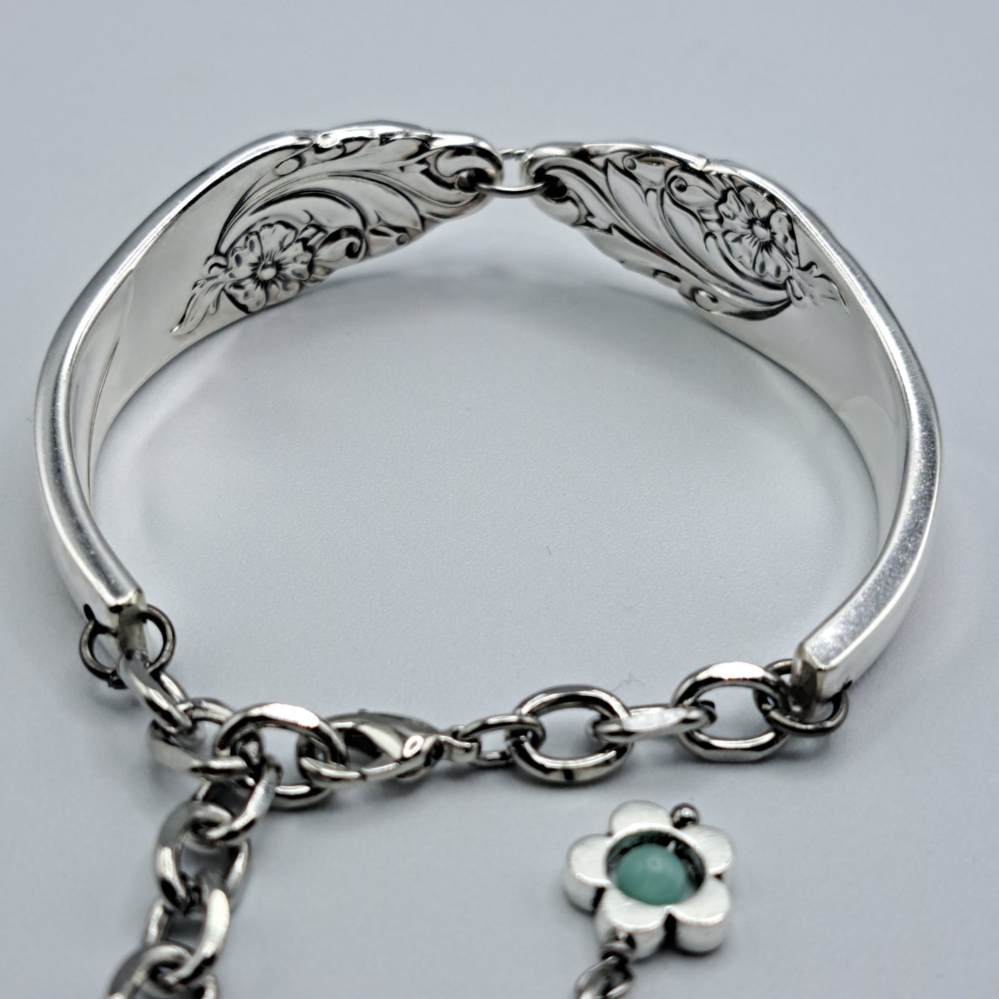 Handmade vintage silverware bracelet made from Evening Star 1950 pattern silverplated handles 