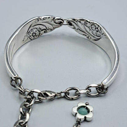 Handmade vintage silverware bracelet made from Evening Star 1950 pattern silverplated handles 