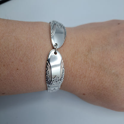 Handmade vintage silverware bracelet made from First Love 1937 pattern silverplated handles
