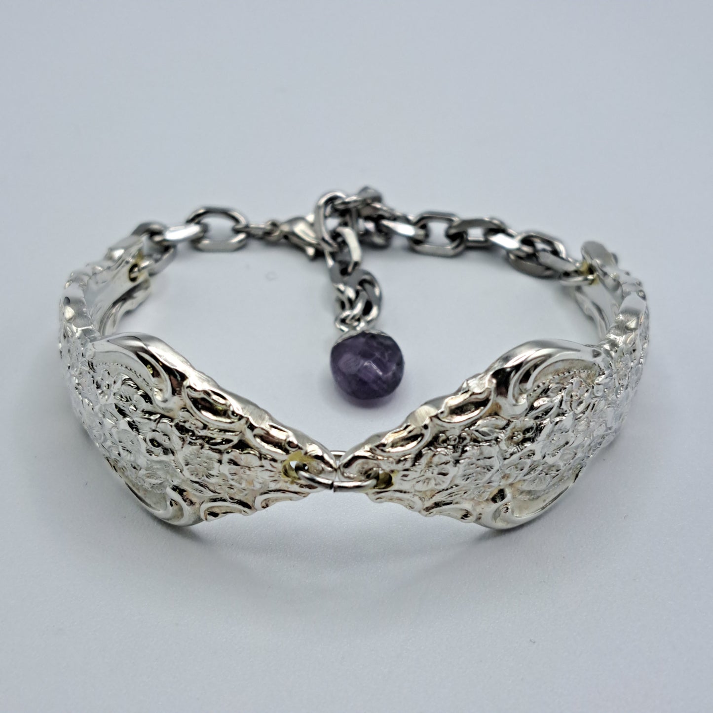 Handmade vintage silverware bracelet made from Silver Renaissance 1971 pattern silverplated handles 