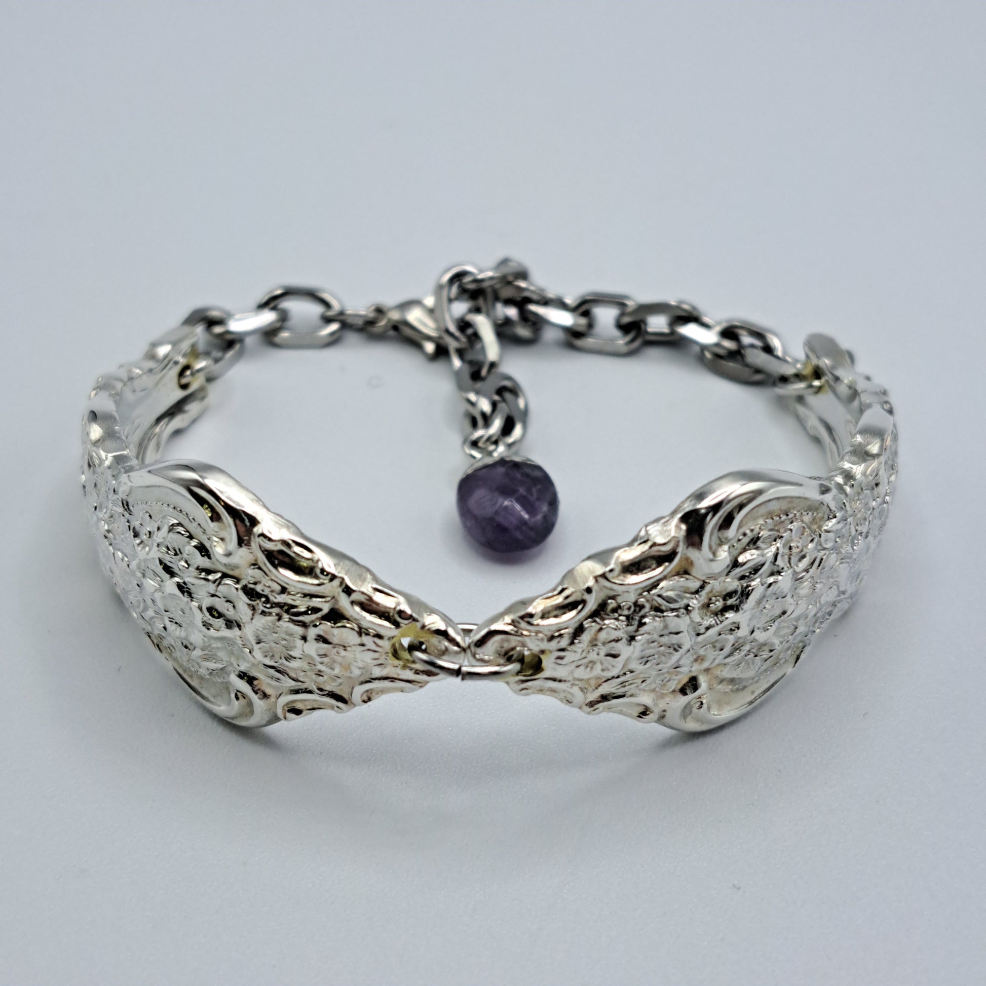Handmade vintage silverware bracelet made from Silver Renaissance 1971 pattern silverplated handles 