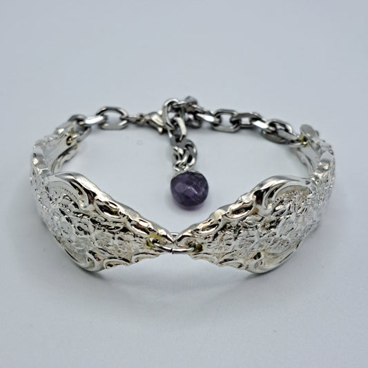 Handmade vintage silverware bracelet made from Silver Renaissance 1971 pattern silverplated handles 
