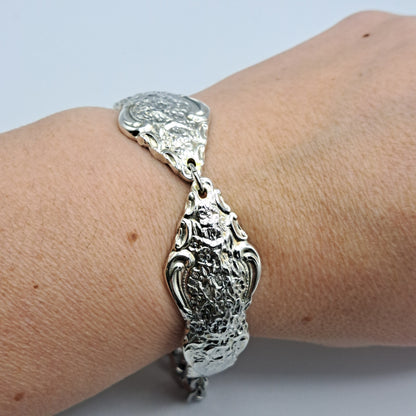 Handmade vintage silverware bracelet made from Silver Renaissance 1971 pattern silverplated handles 