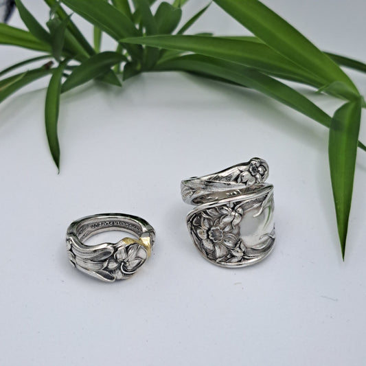 Narcissus 1908, Multiple Sizes, Vintage Silverware Rings, Spoon Rings