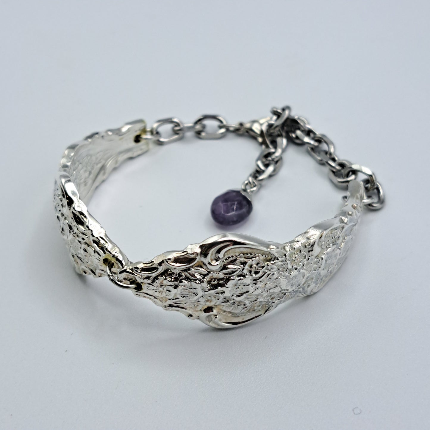 Handmade vintage silverware bracelet made from Silver Renaissance 1971 pattern silverplated handles 