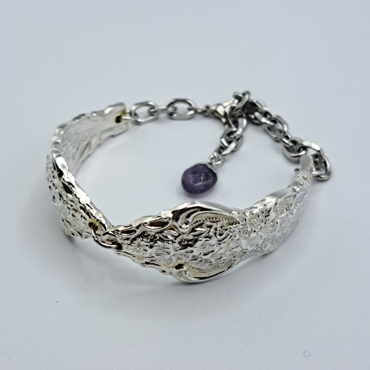 Handmade vintage silverware bracelet made from Silver Renaissance 1971 pattern silverplated handles 
