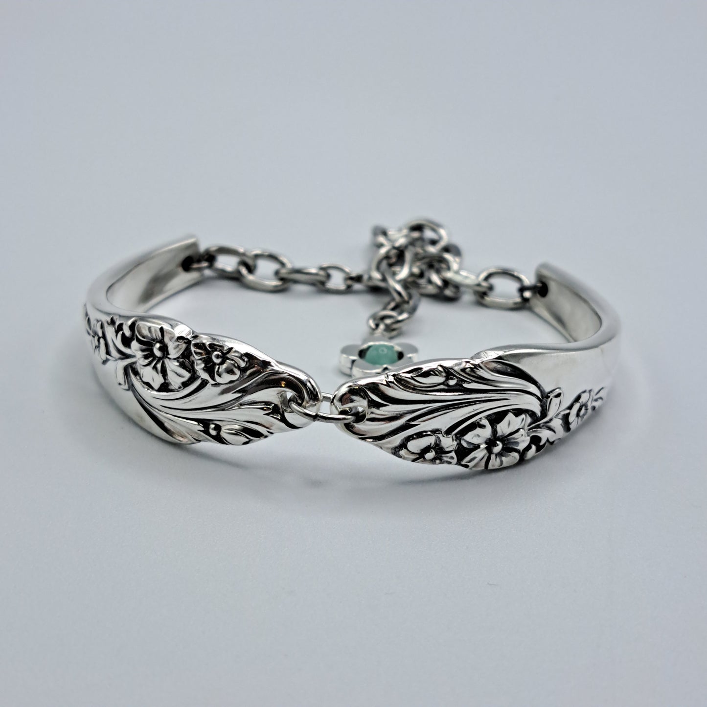 Handmade vintage silverware bracelet made from Evening Star 1950 pattern silverplated handles 