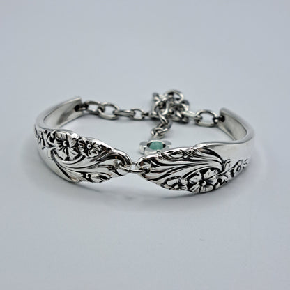 Handmade vintage silverware bracelet made from Evening Star 1950 pattern silverplated handles 