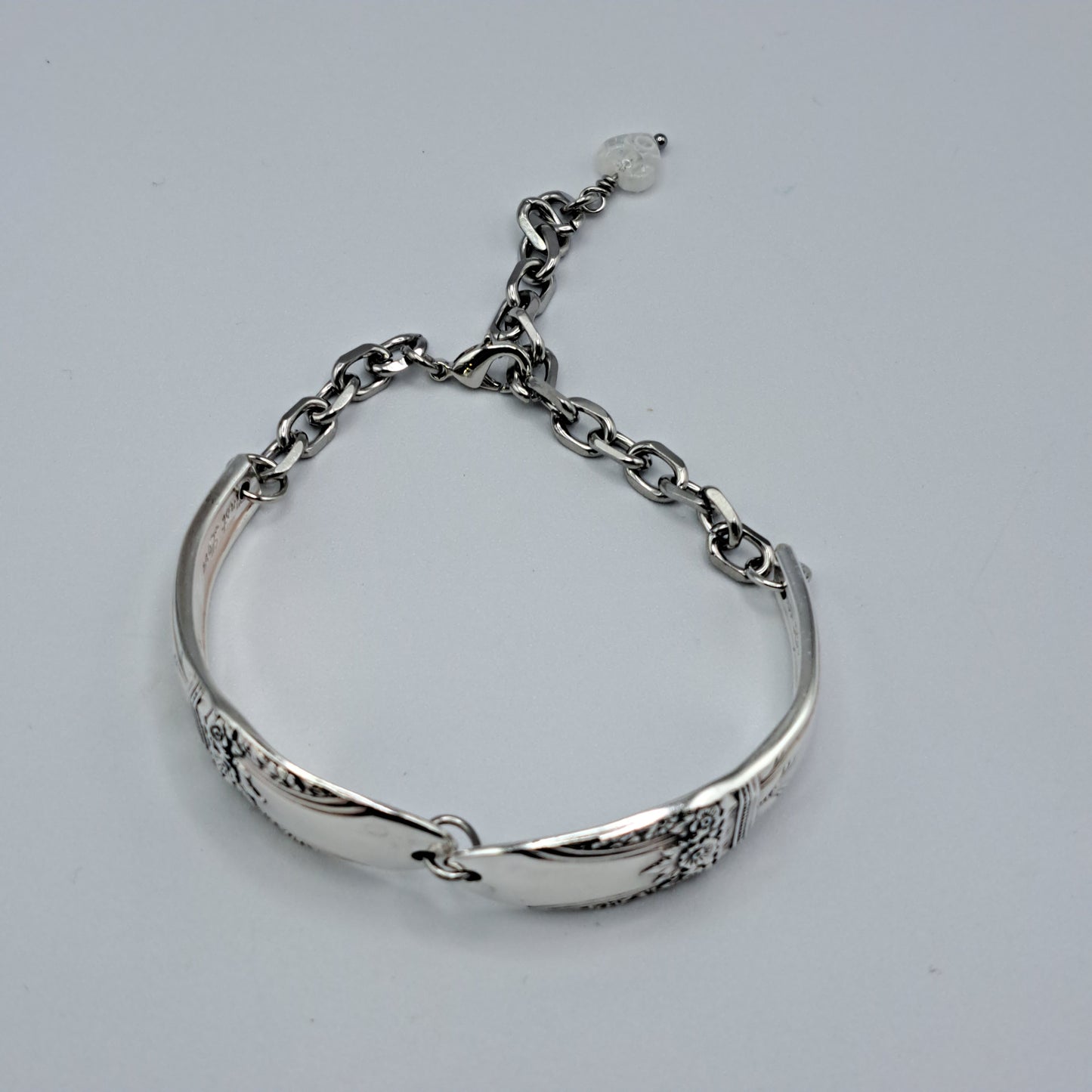 Handmade vintage silverware bracelet made from First Love 1937 pattern silverplated handles