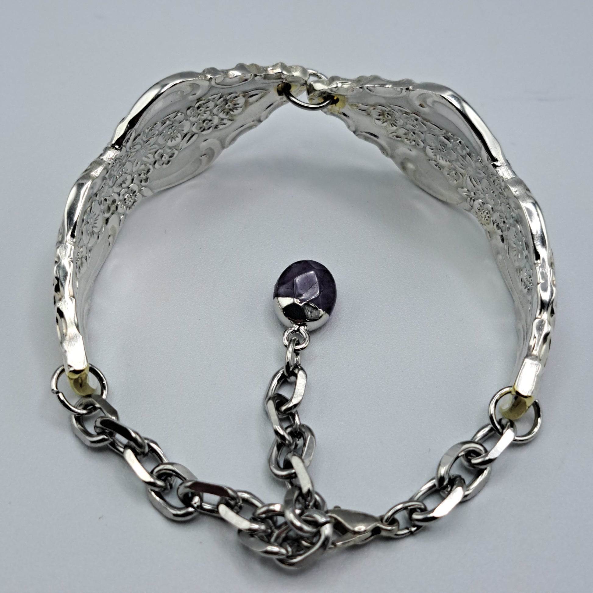 Handmade vintage silverware bracelet made from Silver Renaissance 1971 pattern silverplated handles 