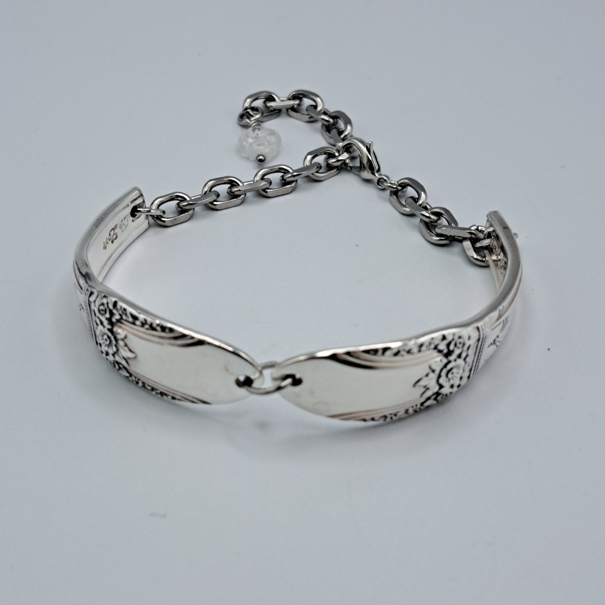 Handmade vintage silverware bracelet made from First Love 1937 pattern silverplated handles