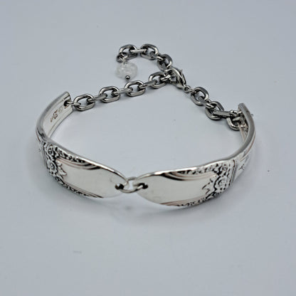 Handmade vintage silverware bracelet made from First Love 1937 pattern silverplated handles