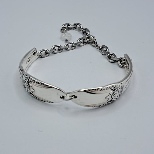 Handmade vintage silverware bracelet made from First Love 1937 pattern silverplated handles