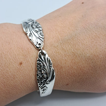 Handmade vintage silverware bracelet made from Evening Star 1950 pattern silverplated handles 